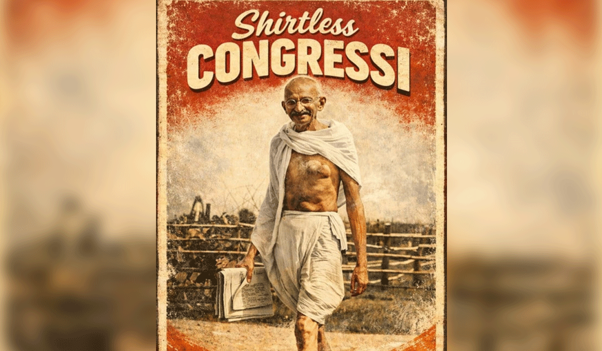 Youth Congress shares 'Shirtless Congressi' post featuring Mahatma Gandhi, seeks to justify AI Summit protest