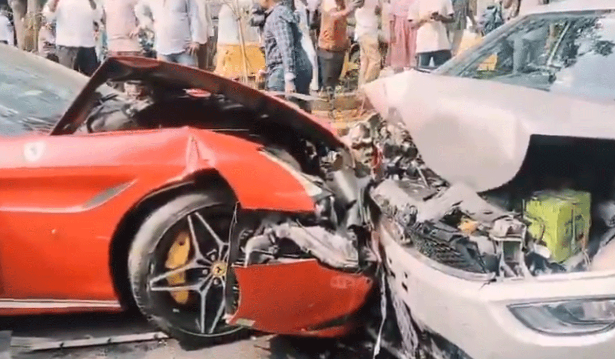 Three injured as speeding Ferrari runs amok in Hyderabad