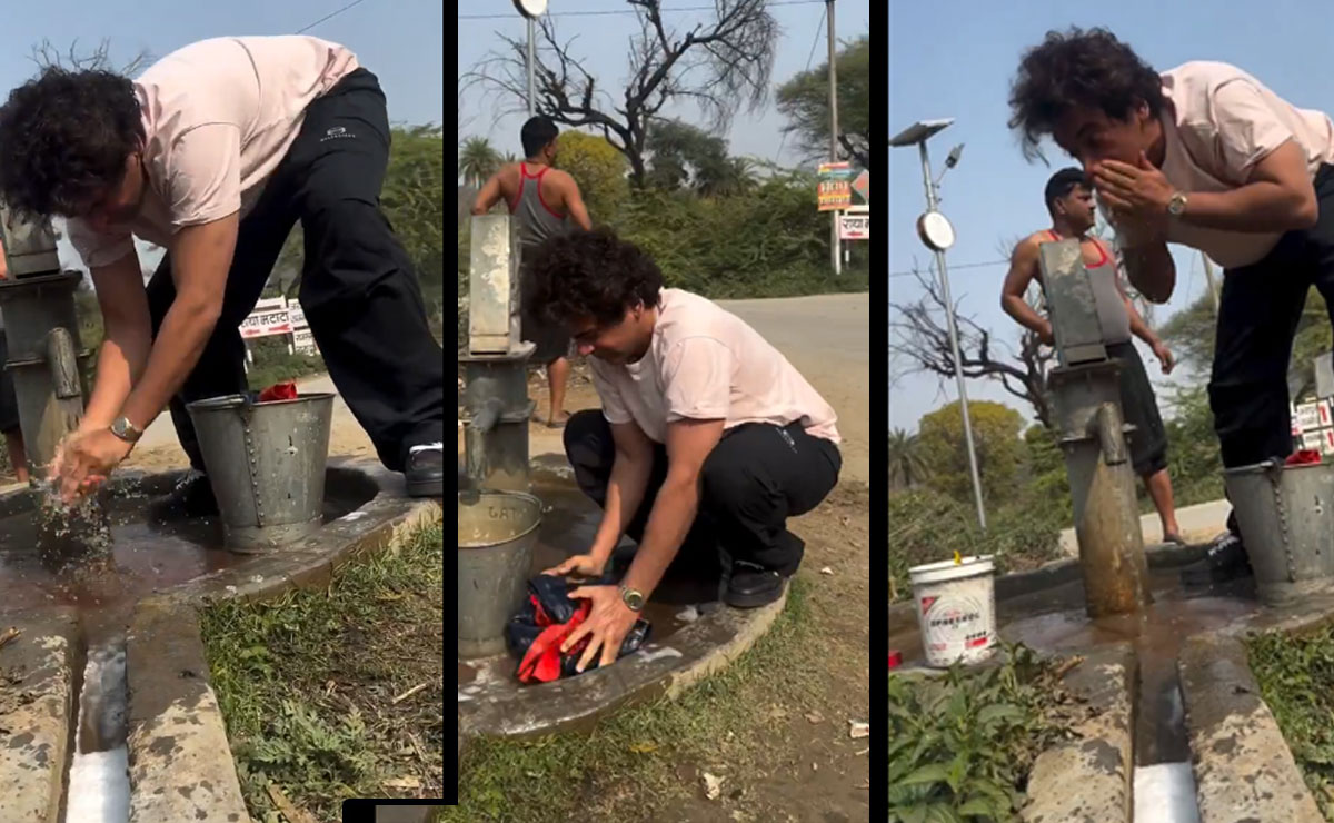 Sunil Grover goes desi, washes clothes using a hand pump