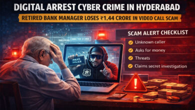 Digital Arrest Cyber Crime in Hyderabad: Retired Bank Manager Loses ₹1.44 Crore in Video Call Scam