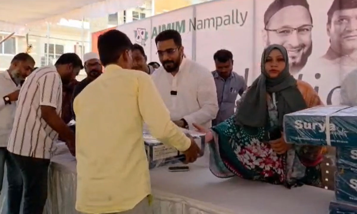Salar-e-Millat Gas Cylinder Scheme in Nampally: MLA Majid Hussain Distributes LPG Cylinders and Helmets to Families