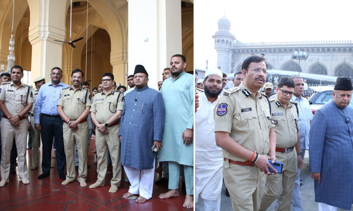 Ramadan Arrangements Reviewed at Mecca Masjid by VC Sajjanar Along with AIMIM MLA and Senior Officials