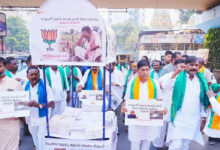 Telangana BJP MLAs reach Assembly with farmers’ petitions on pushcart