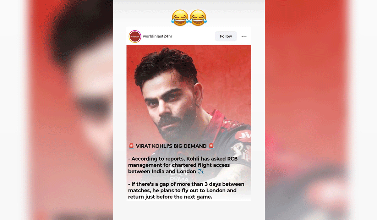 Kohli laughs off reports suggesting demands for 'chartered flight access' in IPL