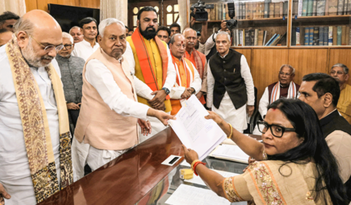 Nitish Kumar files nomination papers for RS polls amid protests by JD(U) workers