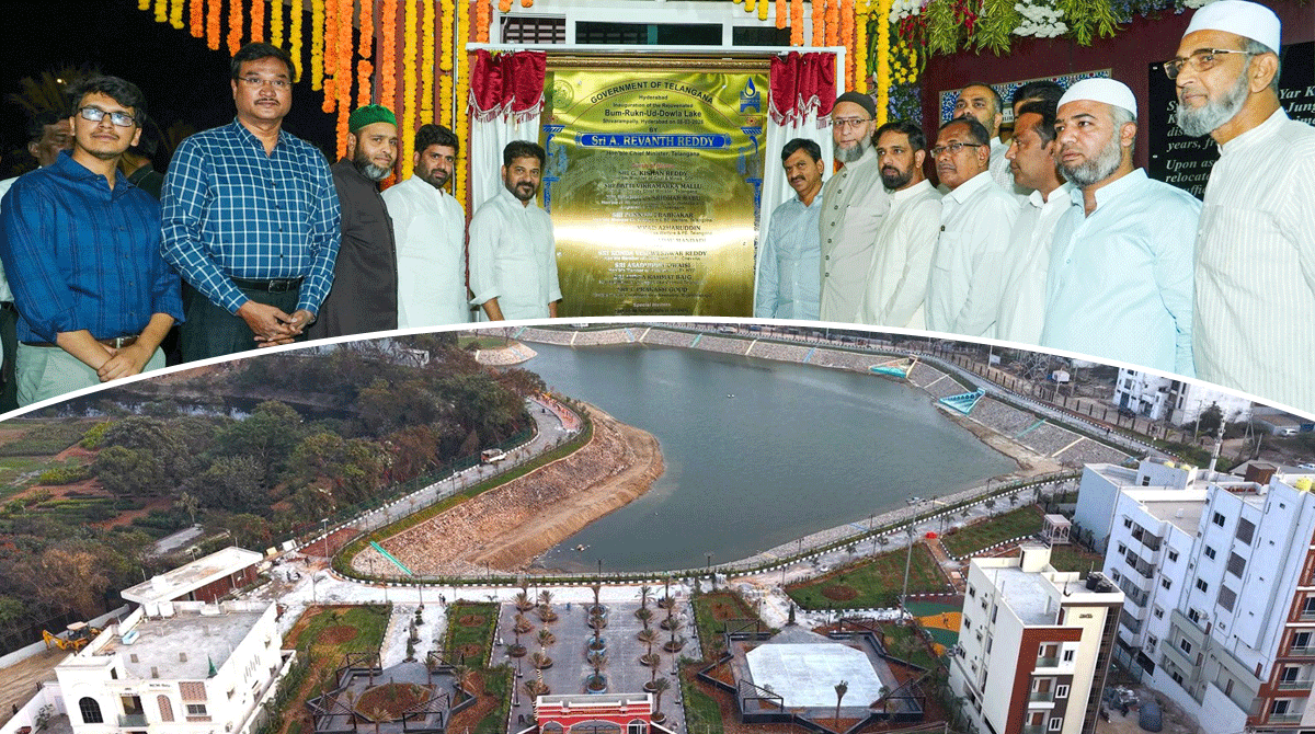 The newly restored Bam Rukn-ud-Daula Lake ahead of the Hyderabad Bam Rukn-ud-Daula lake restoration public opening for residents.