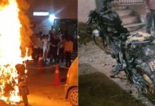 Bike Catches Fire Near Asif Nagar Police Station in Hyderabad, Major Mishap Averted (Video Viral)