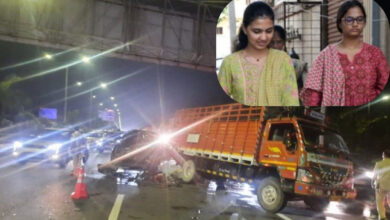 Hyderabad ORR Crash Near Narsingi: Maganti Gopinath Daughters Injured in Car-DCM Collision