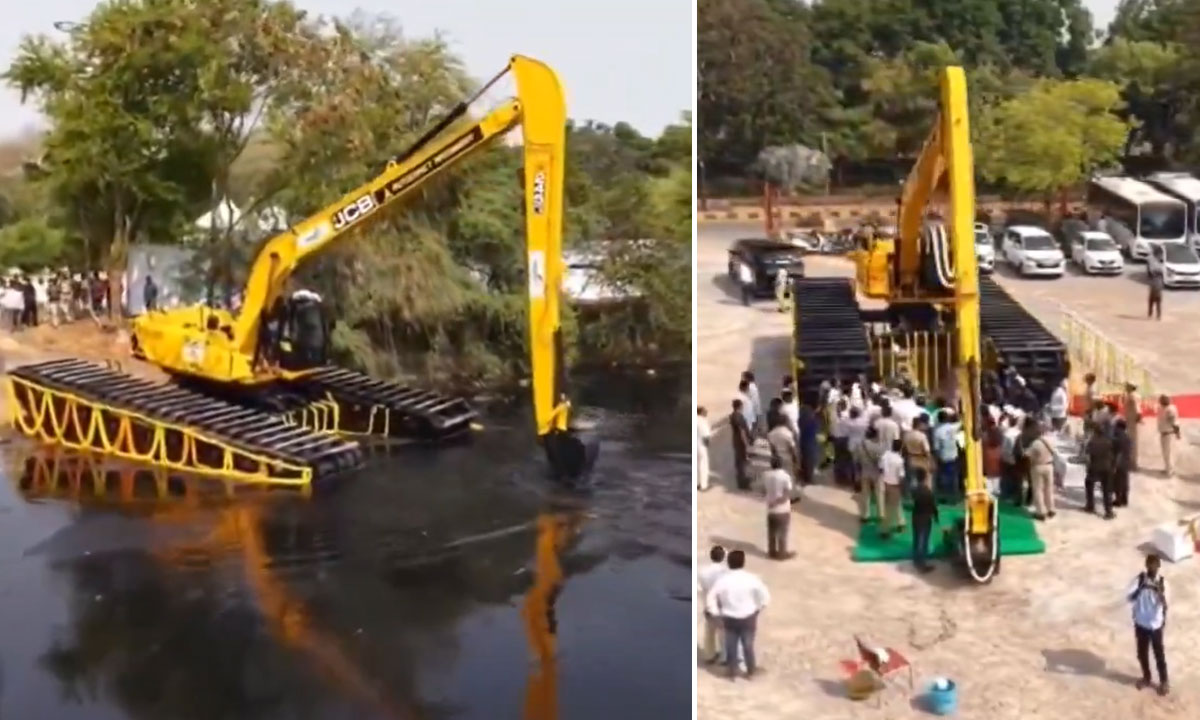 Hyderabad Lake Restoration Boost: ₹2.87 Crore Amphibious Excavator Deployed for Hussain Sagar Cleaning