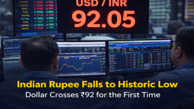 Indian Rupee Falls to Historic Low, Dollar Crosses ₹92 for the First Time