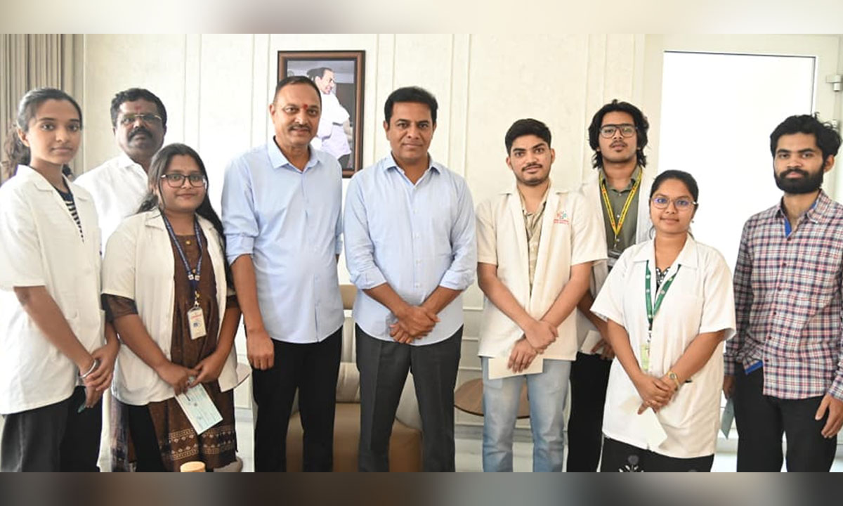 KTR Distributes Fee Cheques to 16 MBBS Students in Hyderabad Under BLR Charitable Trust Initiative