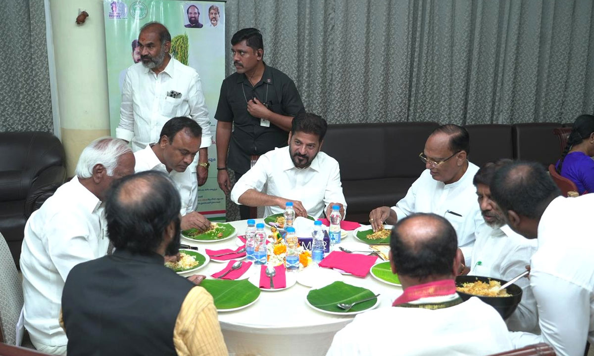 Hyderabad: CM Revanth Reddy Promotes Sanna Biyyam Scheme, Shares Lunch with Leaders in Assembly