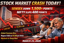 Stock Market Crash Today: Sensex Falls Over 1500 Points, Nifty Slips Sharply Amid Global Pressure
