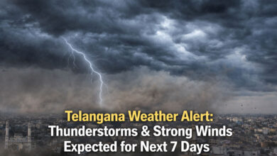 Telangana Weather Alert: Thunderstorms and Strong Winds Likely for Next 7 Days, Says IMD