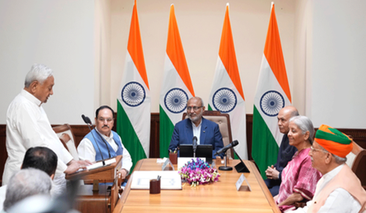 Nitish Kumar takes oath as Rajya Sabha member