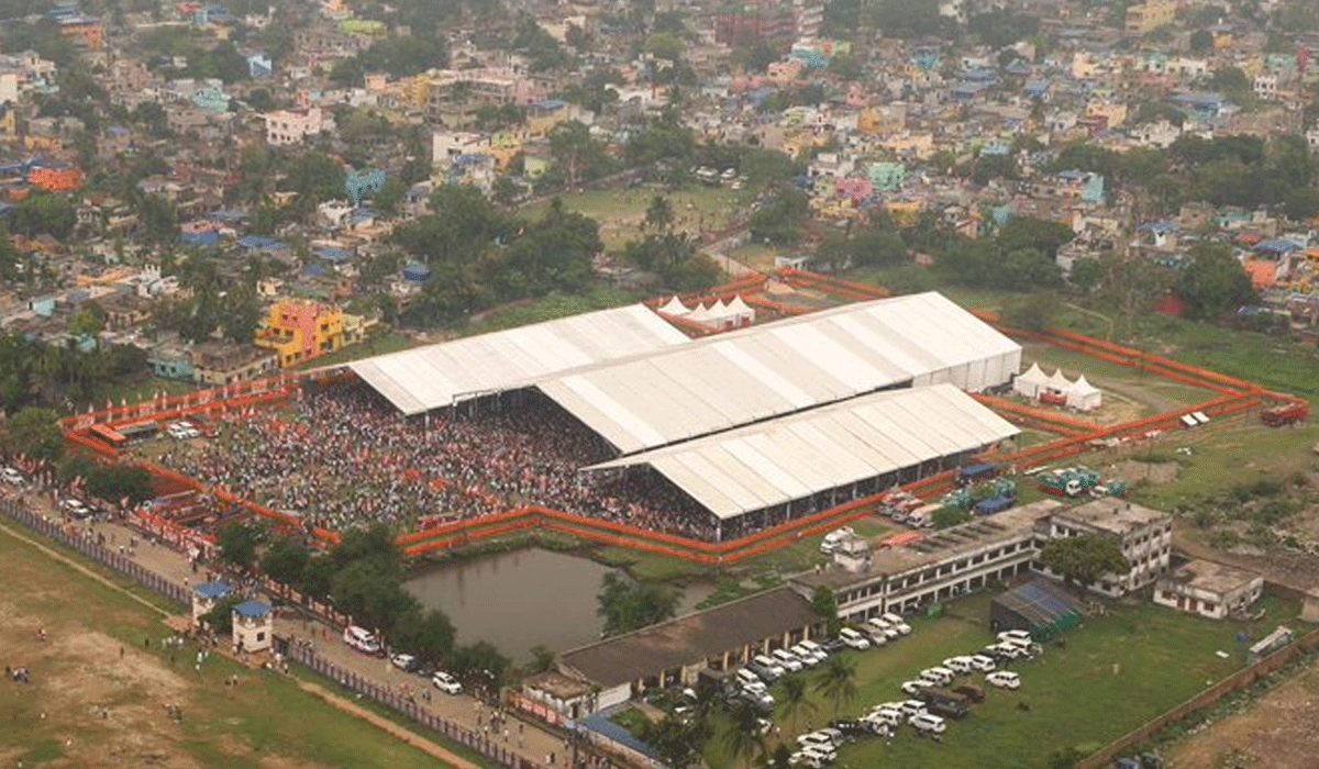 PM Modi shares aerial photo of jam-packed rally venue in Bengal's Barrackpore
