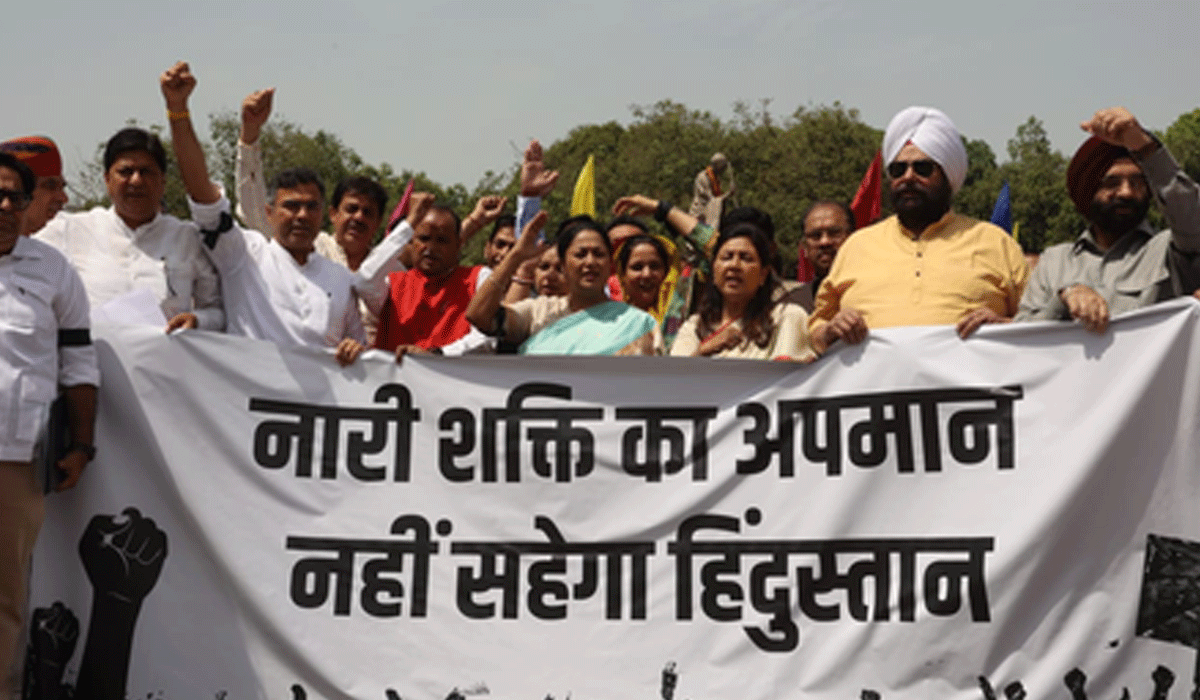 CM Rekha Gupta leads BJP protest in Delhi Assembly over Women’s Reservation Bill