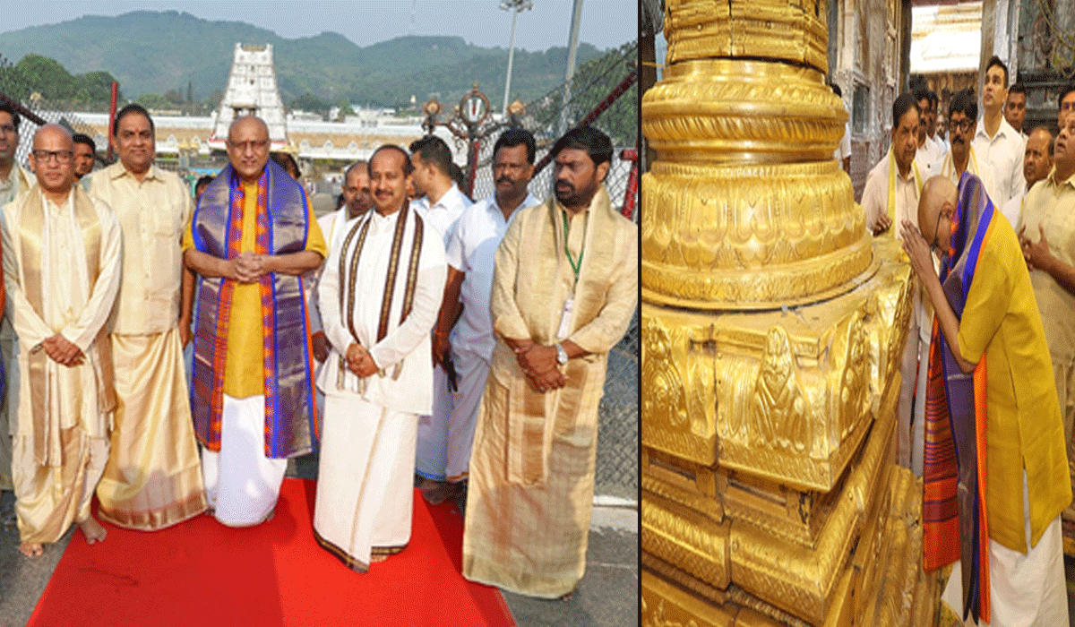 VP Radhakrishnan offers prayers at Tirumala temple
