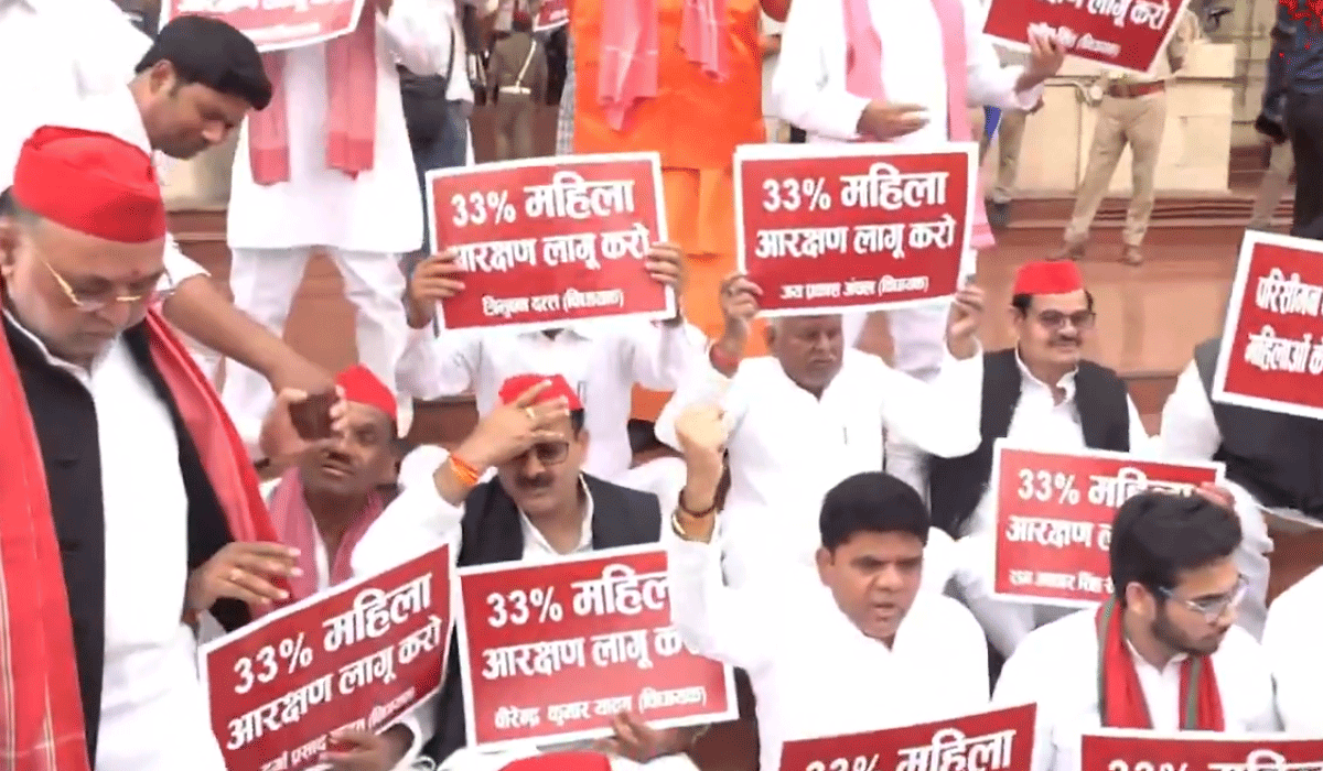 Samajwadi Party protests in UP Assembly over women’s quota bill, accuses BJP of misleading public