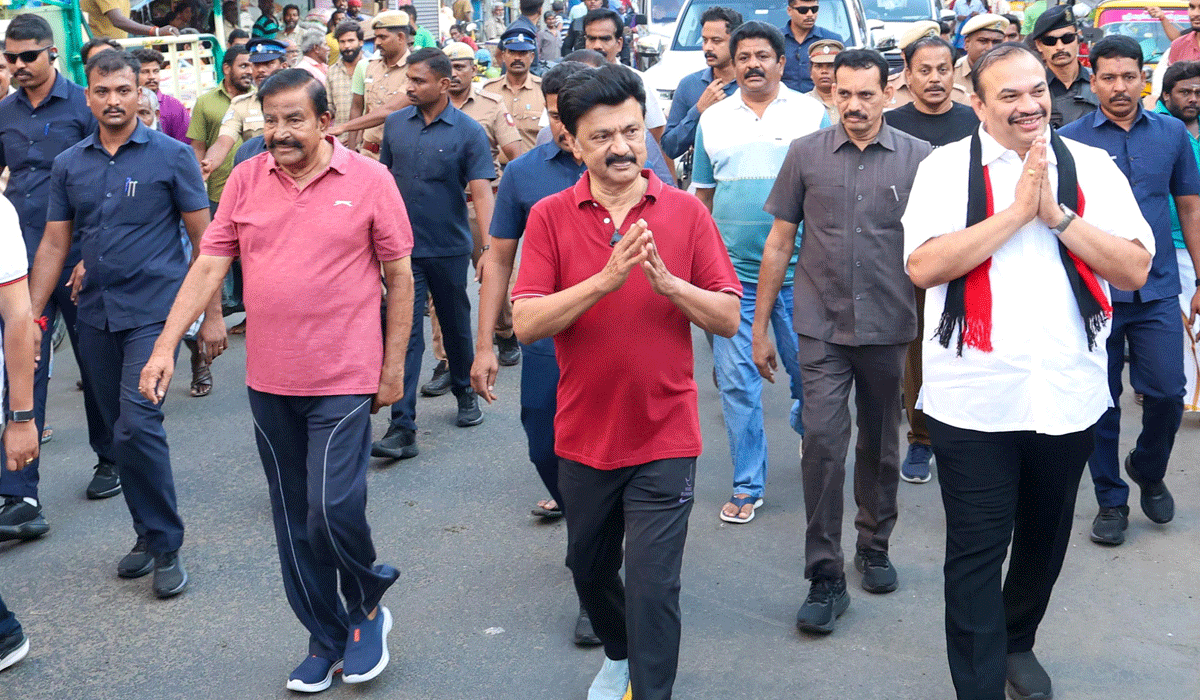 Stalin's intense campaign in Tiruchy East where DMK's Irudhayaraj fights VCK's Vijay