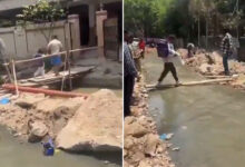 Banjara Hills Nala Issue: Residents Use Wooden Planks to Cross Drain