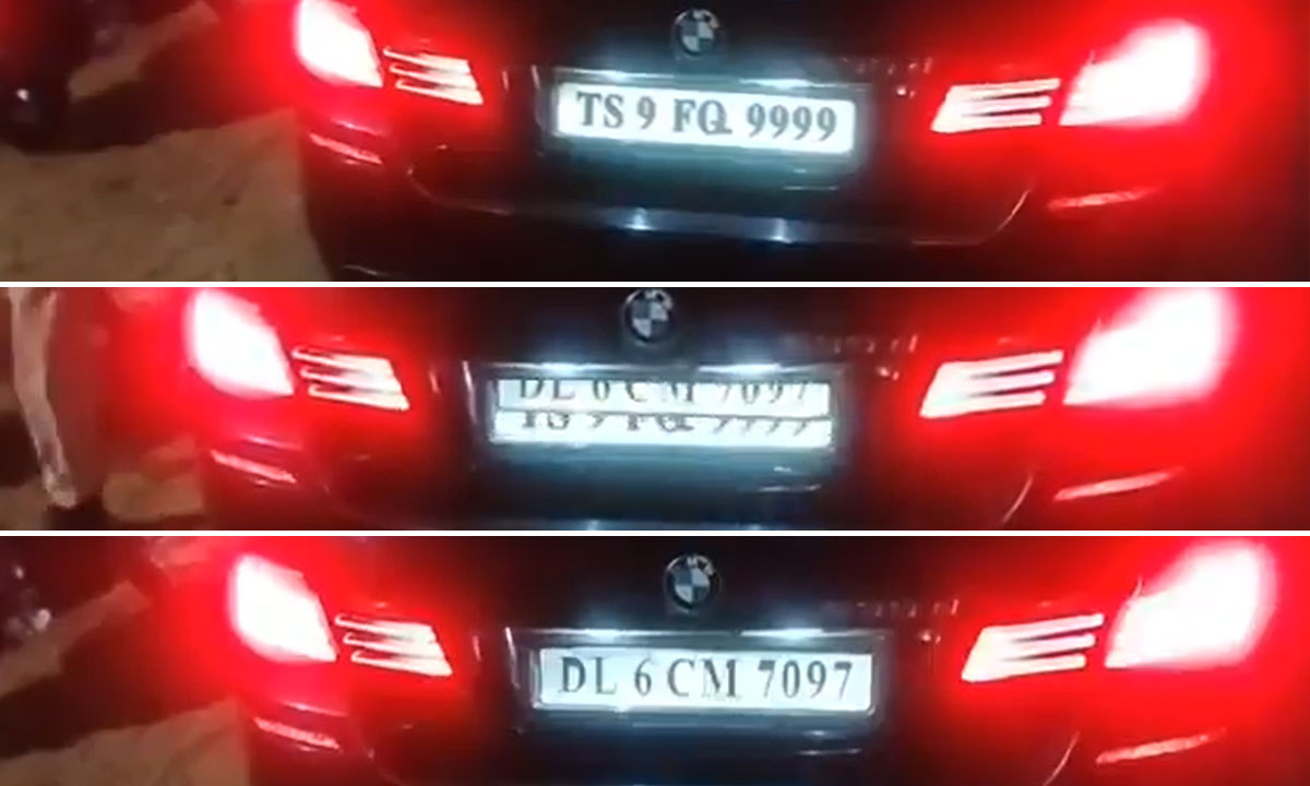 Hyderabad: Drunk BMW Driver Caught Using Remote Flip Number Plates in Jubilee Hills, Case Registered