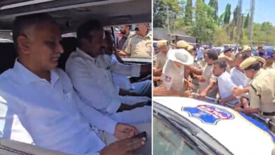 Harish Rao Arrested at Appa Junction, Shifted to Shamshabad Police Station Amid BRS Protest