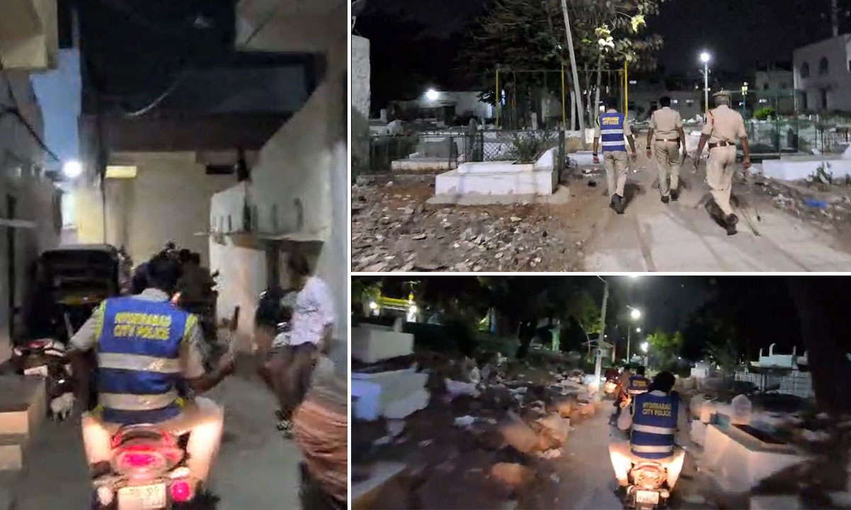 Hyderabad Police Conduct Night Drive in Rein Bazaar, Warn Against Late-Night Activities in Qabristan