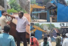 Bus Stand Encroachment Cleared: Municipal Staff Remove Illegal Shops on Drainage