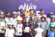 Hyderabad Road Safety Drive: CP V.C. Sajjanar Leads ‘Arrive Alive’ Program, Helmets Distributed to Children
