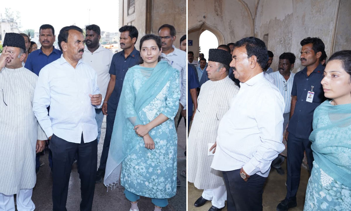 Hyderabad Charminar Development: Minister Jupally Krishna Rao, MLA Mir Zulfiqar Ali Inspect Heritage Works