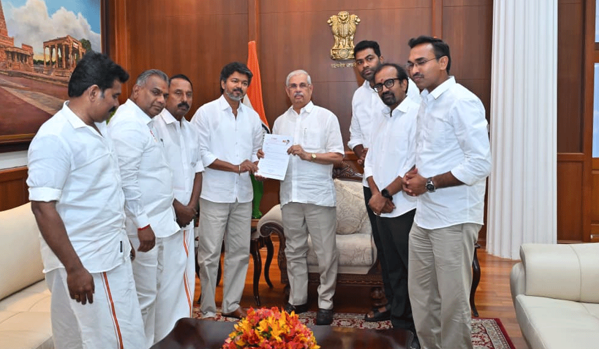 TVK leader Vijay meets Governor, stakes claim to form government in TN