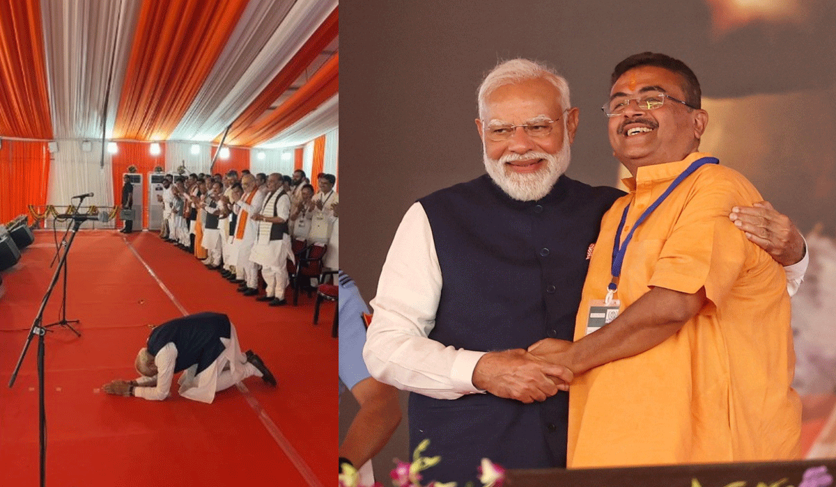 PM Modi bows before people of Bengal while attending Suvendu Adhikari’s oath ceremony