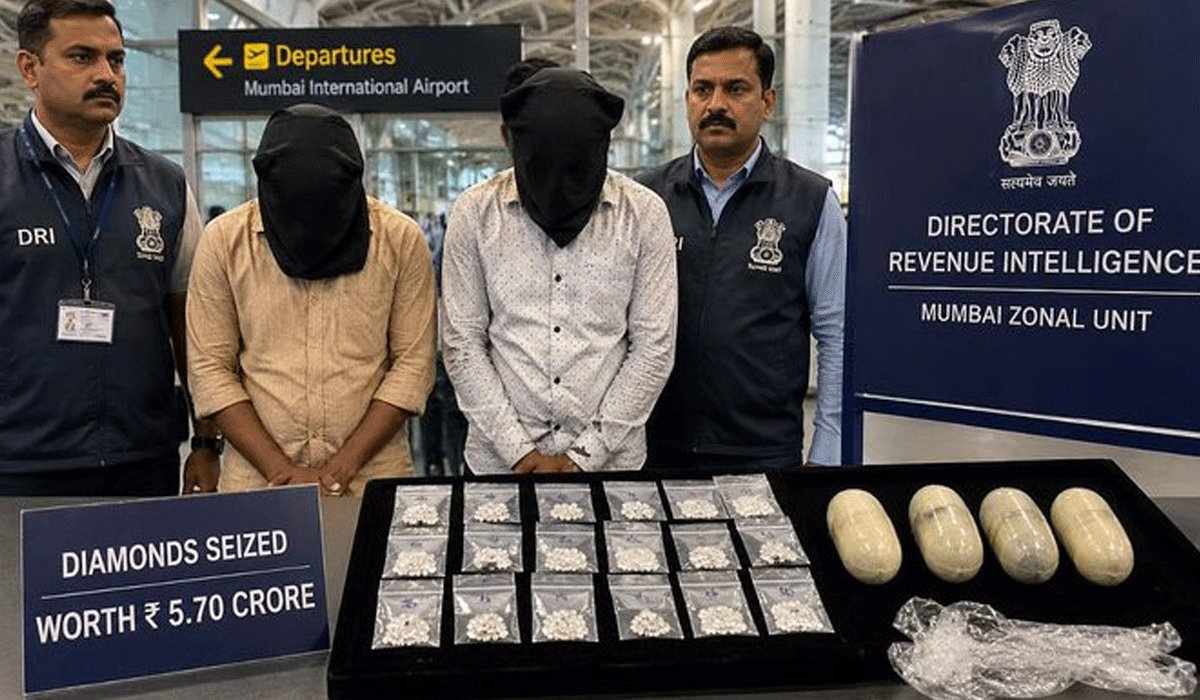 DRI seizes diamonds worth over Rs 5.7 Crore at Mumbai airport, two arrested
