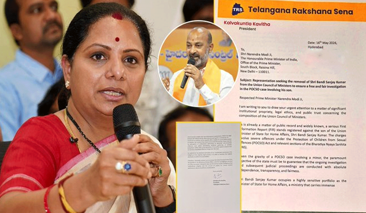 K Kavitha writes to PM Modi for removal of Union Minister Bandi Sanjay over POCSO case against his son