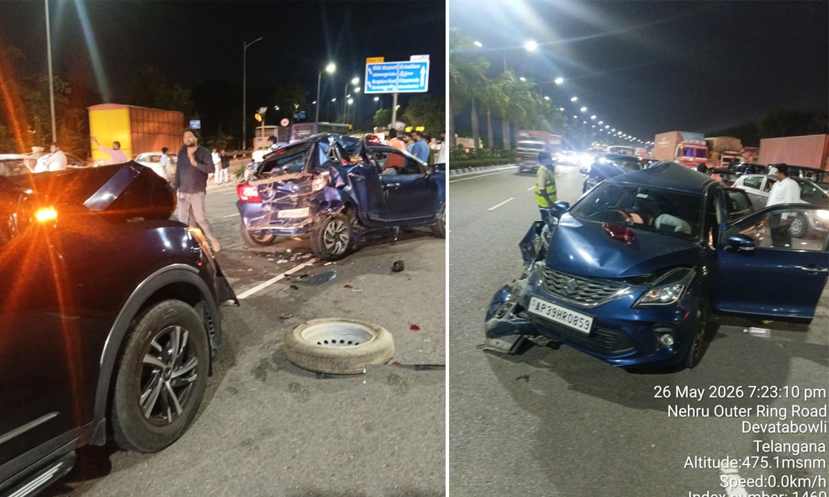 Seven Injured in Outer Ring Road Accident in Rangareddy District After Mahindra Car Hits Vehicle Ahead