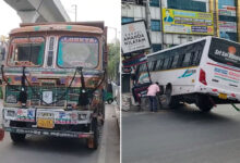 Dilsukhnagar Road Accident: Gravel-Laden Tipper Lorry Crashes into Travels Minibus, Driver Detained
