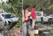 Four Seriously Injured After Speeding Car Crashes on ORR Service Road in Narsingi