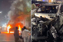 Mercedes-Benz Car Catches Fire in Hyderabad’s Gachibowli Area, Driver Escapes Safely