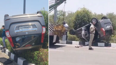 Hyderabad ORR Accident: Car Overturns Near Exit 14, 4 Passengers Involved, 1 Seriously Injured