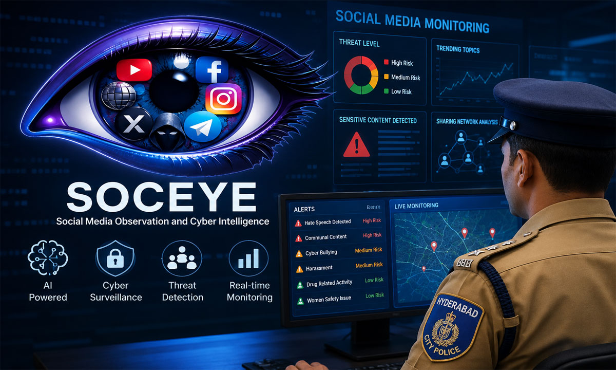 Hyderabad City Police Launches AI-Based SOCEYE System to Monitor Hate Posts, Cyber Crime and Social Media Threats