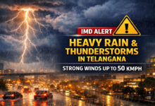 Telangana Weather Alert: IMD Hyderabad Predicts Rain, Thunderstorms, Lightning and 50 Kmph Winds for Next 3 Days