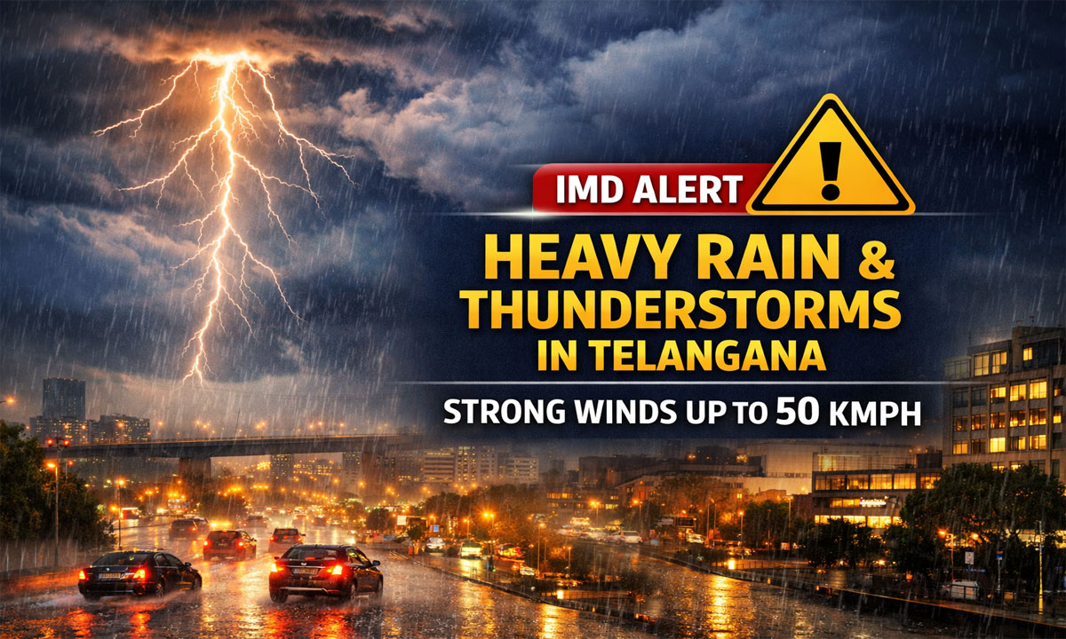 Telangana Weather Alert: IMD Hyderabad Predicts Rain, Thunderstorms, Lightning and 50 Kmph Winds for Next 3 Days