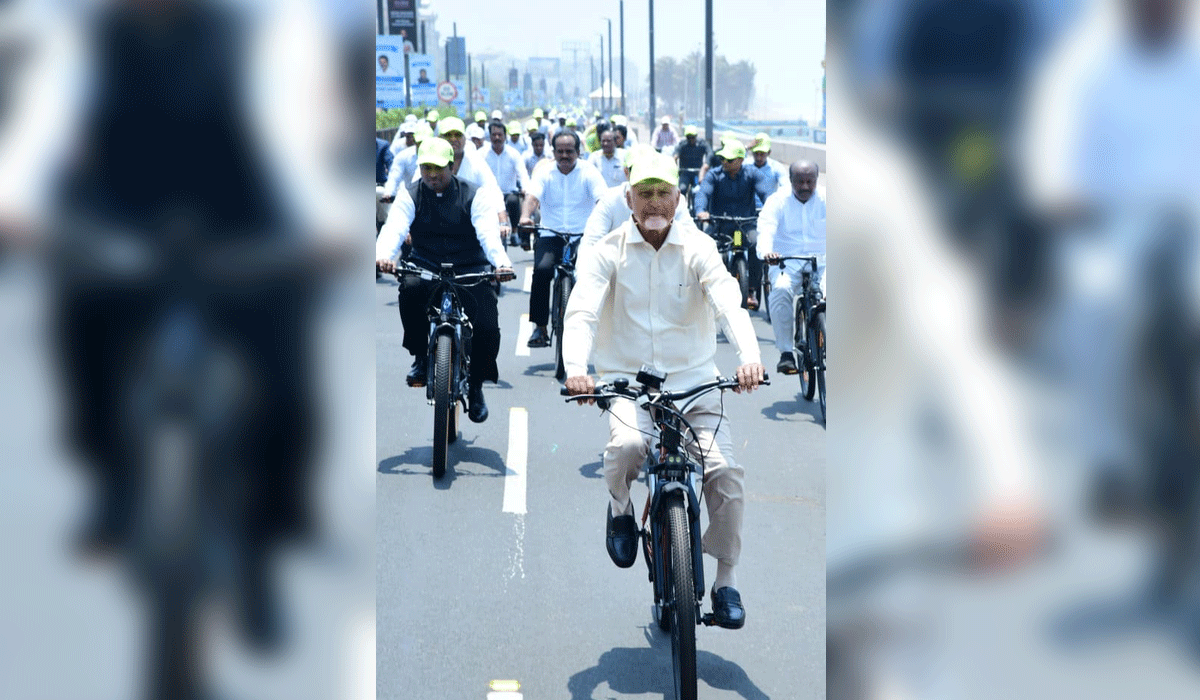 World Environment Day: Andhra CM rides bicycle, urges people to plant more trees
