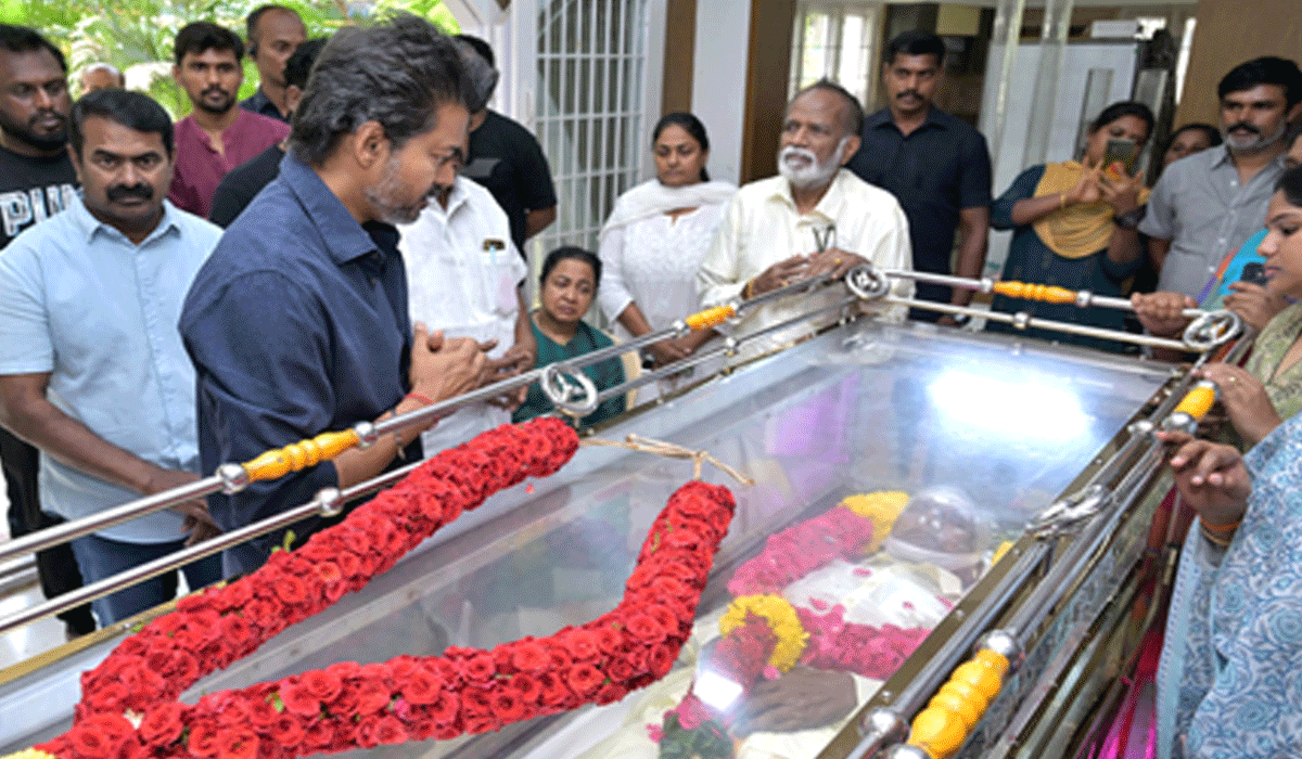 Tamil Nadu Chief Minister Vijay pays homage to legendary Tamil film director Bharathiraja