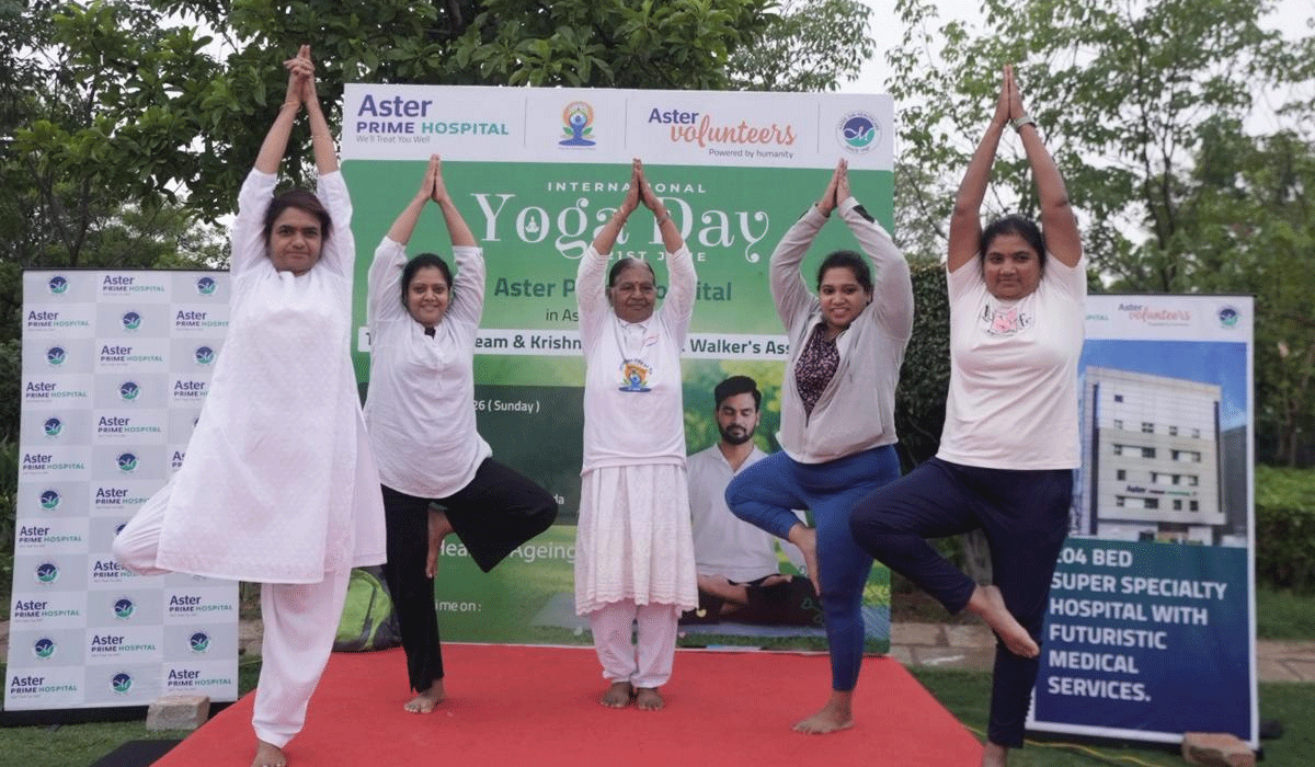 Aster Prime Hospital Marks International Yoga Day with Vibrant Community Session