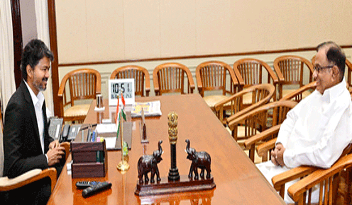 Congress seeks TVK support for Rajya Sabha seat as Chidambaram meets TN CM Vijay