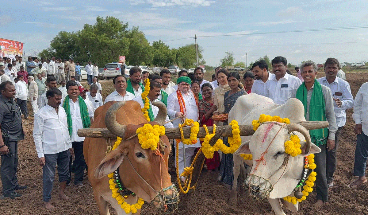 Telangana minister ploughs field, sows seeds to mark Eruvaka Purnima