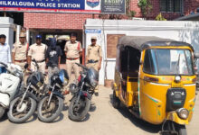 Chilkalguda Police Arrest Auto Theft Offender, Recover 4 Two-Wheelers and 1 Three-Wheeler in Automobile Theft Cases