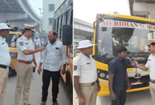 Hyderabad Traffic Police Conduct Special Drunk and Drive Enforcement Drive on School Buses and Autos at IS Sadan Junction